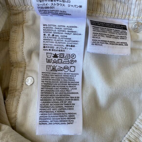 Levi’s Premium Ribcage Straight Leg Corduroy Pants Ivory Cream High Rise Size 27 - Picture 12 of 16